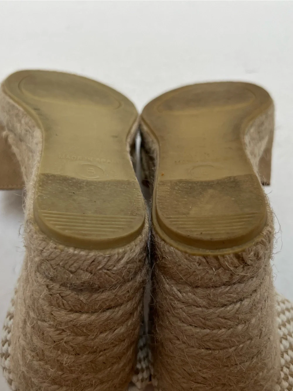 Dalson Spain Taupe Suede Peep Toe Espadrille Wedge Sandals Size 38 US 8